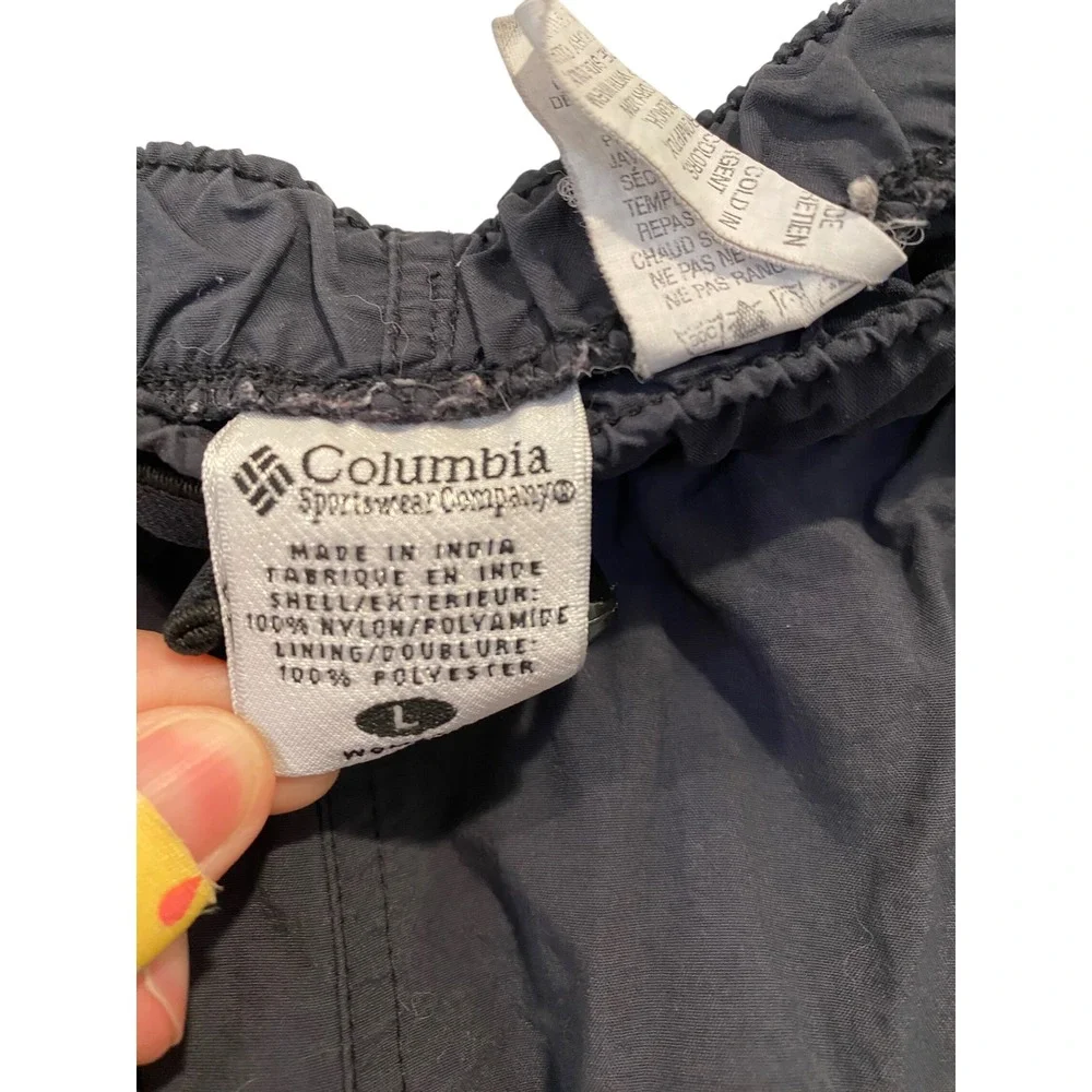 Columbia Sportswear Mens Hiking Shorts Black Nylon Elastic Waist‎ Belt Large